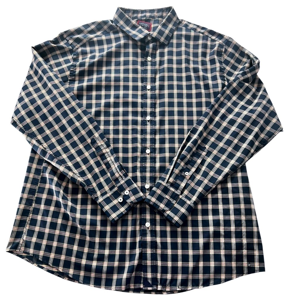 UNTUCKit Dorin Mens XXL Navy Plaid Button Down Shirt Long Sleeve Preppy Fall